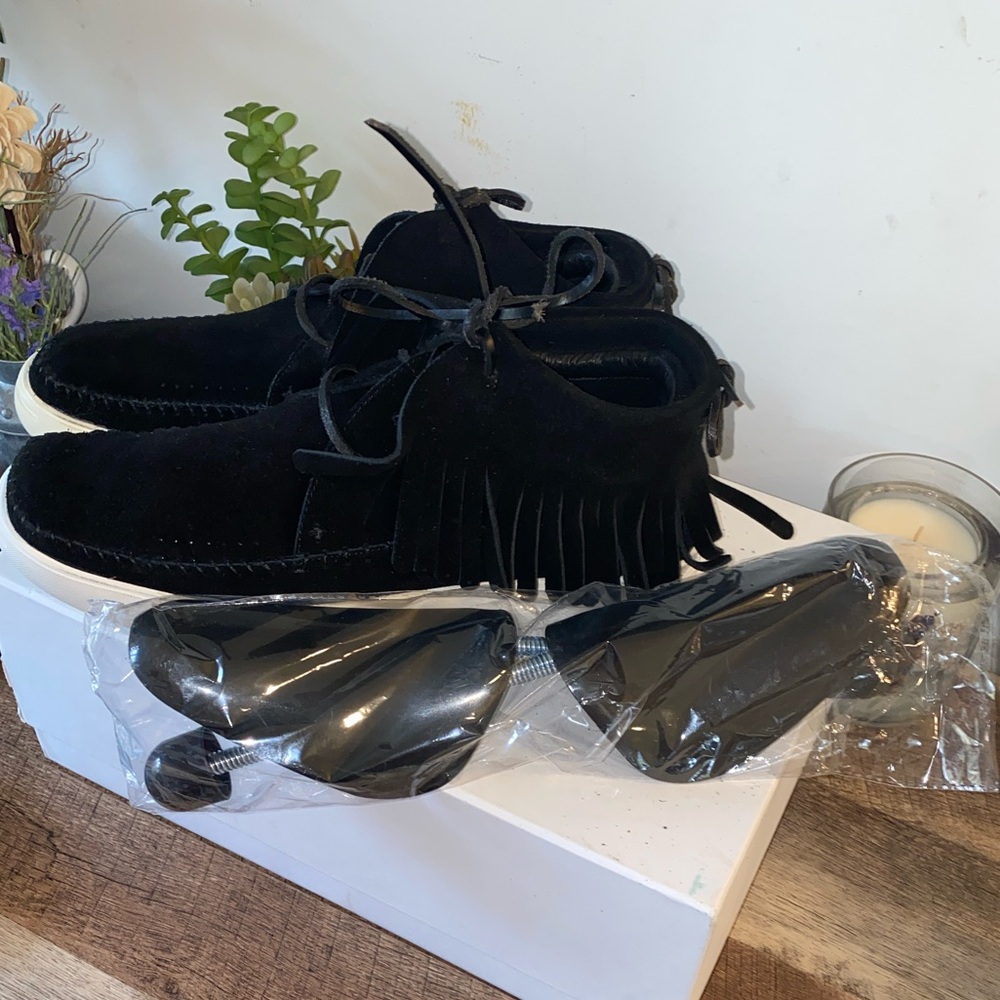 NWB!! Foundation Footwear Native Black High-Top Fringe Moccasin Sneakers Size 11 - Picture 13 of 14